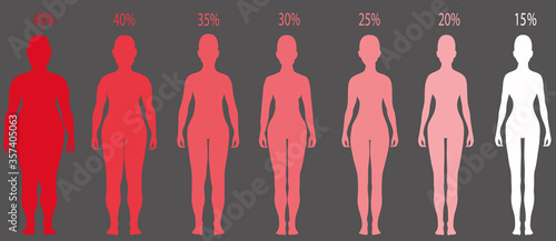 Women silhouettes with different obesity degrees.