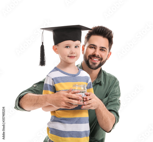 Little boy and father with ...