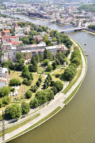widok na Kraków z balonu, panorama na Kraków z powietrza