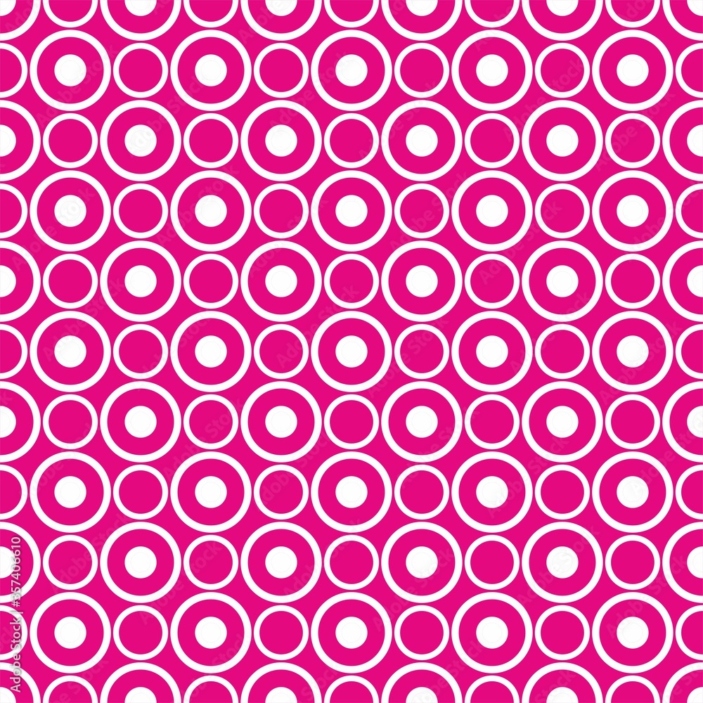 Abstract seamless white polka dots on neon pink vector background