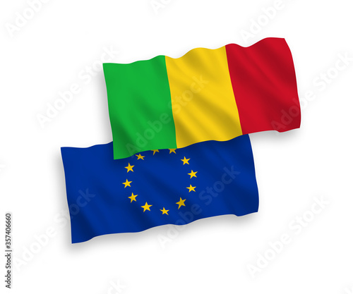 Flags of European Union and Mali on a white background