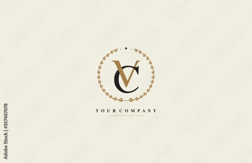 Letter VC Laurel Wreath Vector Logo Letter VC Laurel Wreath Vector Logo