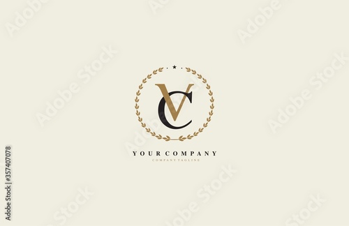 Letter VC Laurel Wreath Vector Logo