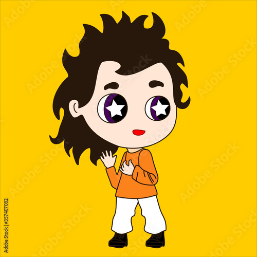 boy with stars instead of eyes, dizzy or excited emotion, in love, stunned or shocked facial expression with open mouth, simple colored emoticon, simplistic colorful emoji