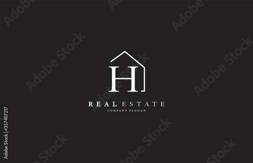 Letter H Line House Real Estate Logo
