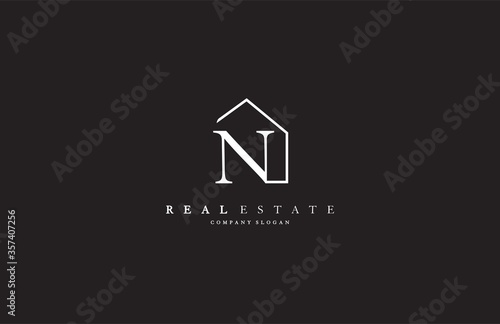 Letter N Line House Real Estate Logo
