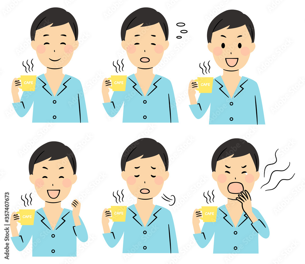 illustration of people in the morning