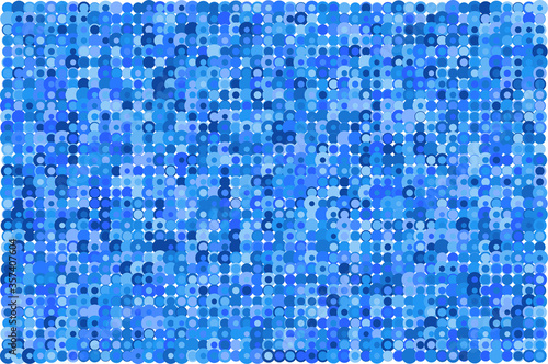 Blue circles with borders in random blue shades vector background