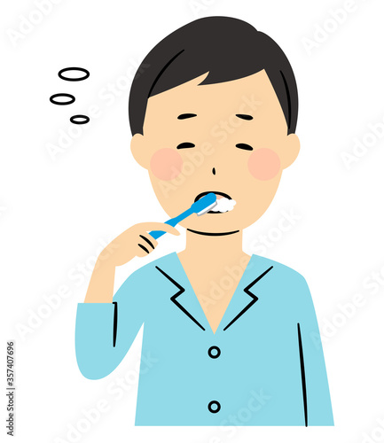 illustration of people in the morning