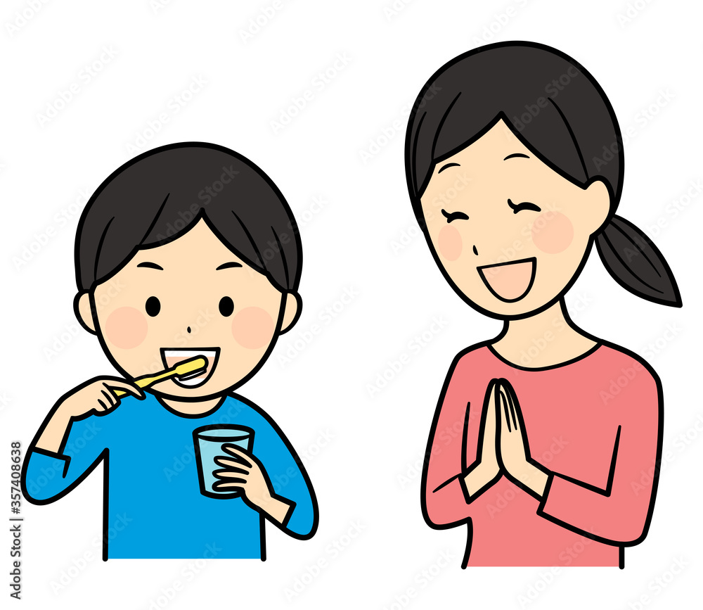 illustration of children and tooth brushing illustration of children and tooth brushing
