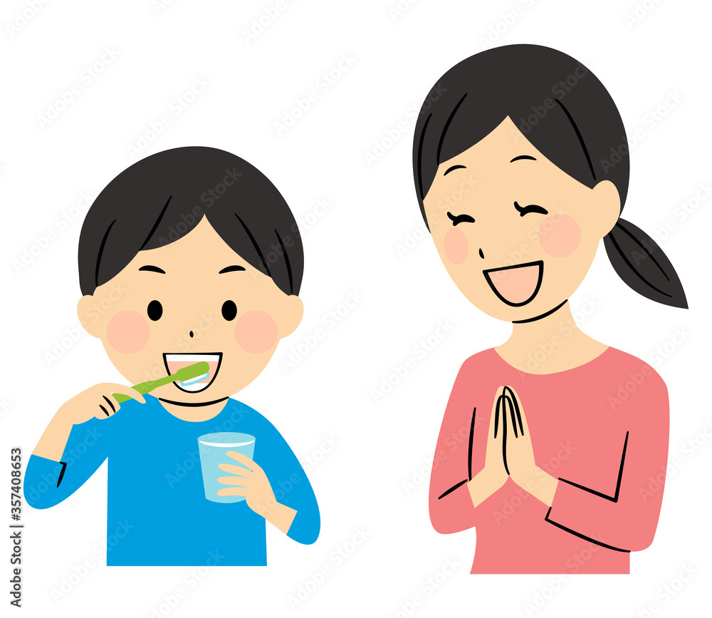 illustration of children and tooth brushing illustration of children and tooth brushing