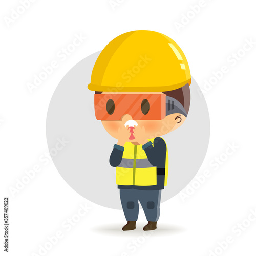 Character constructor worker.Shocked men.safety first.