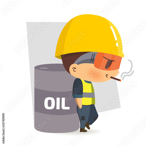 Character construction worker Smoking around dangerous substances, Vector illustration, Safety and accident, Industrial safety.