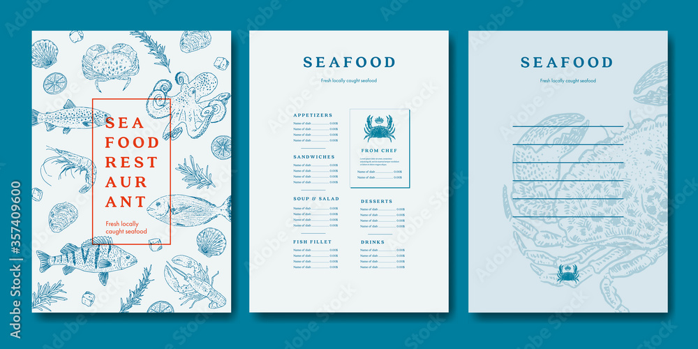 Seafood restaurant menu template