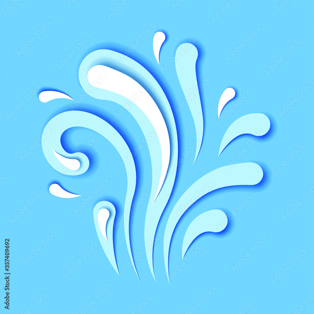 Fototapeta premium Abstract Paper Cut Water Drops Elements On Blue Background Design Vector