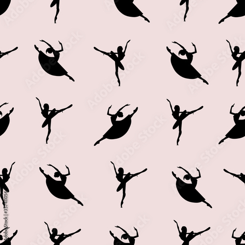 Ballet dancers seamless pattern. Vector background with ballerinas.
