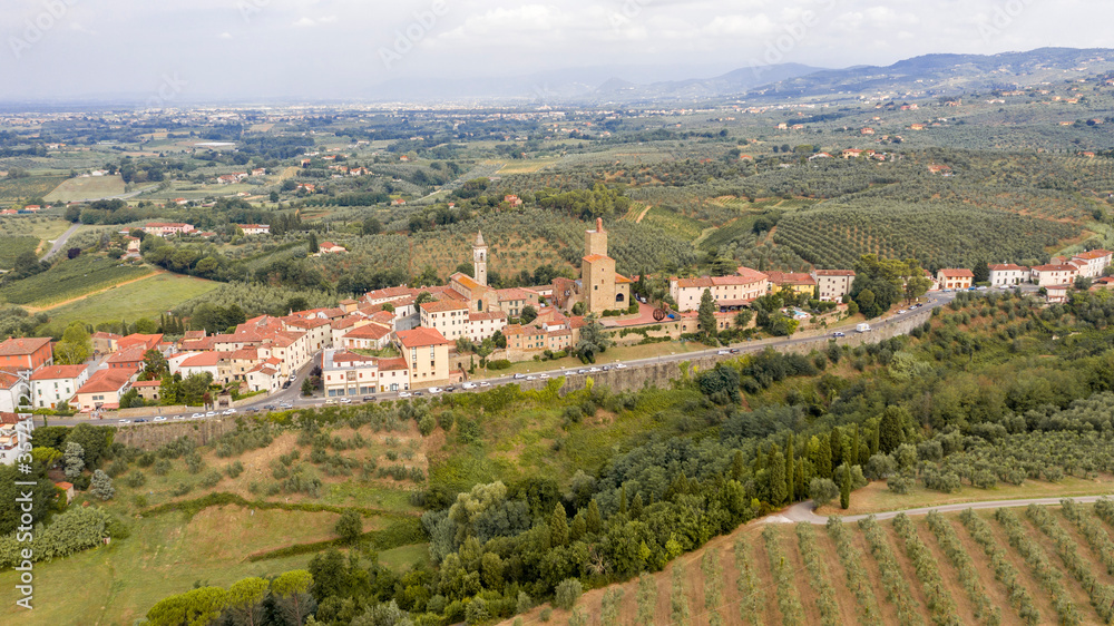 aerial view of the town of vinci florence toacana