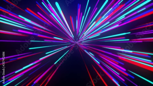 Neon light animation colorful tunnel background