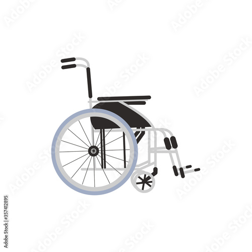 Wheelchair design medical element icon isolated on white background. Disabled chair, flat style. Invalid chair, vector illustration. © marinadesigner