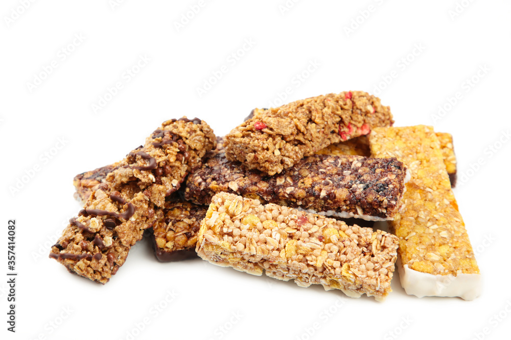 Honey bars with peanuts isolated on white background Honey bars with peanuts isolated on white background