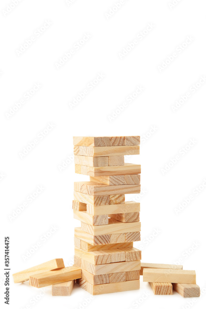 Blocks of wood isolated on white background. Tower Blocks of wood isolated on white background. Tower