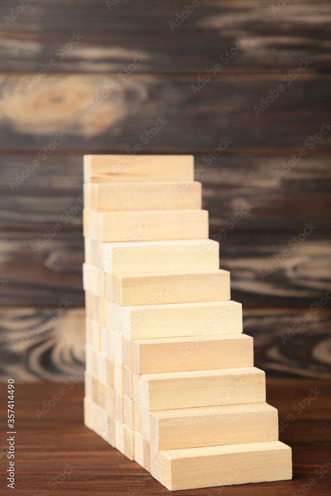 Wood block stacking as step stair with. Business concept for growth success process. Wood block stacking as step stair with. Business concept for growth success process.