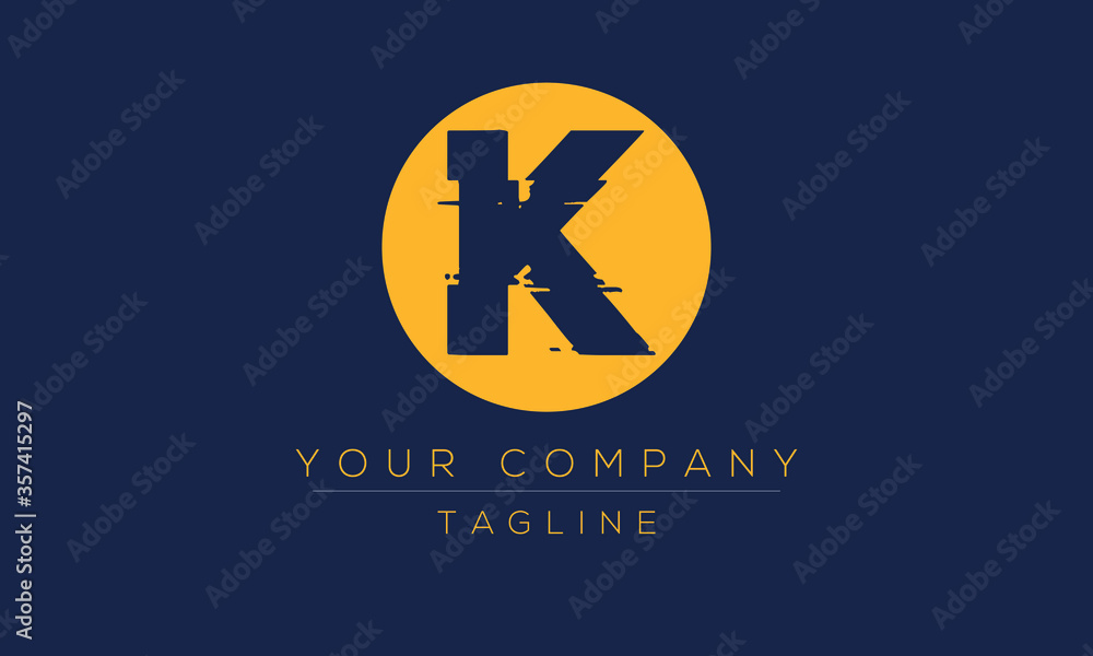 Letter K Logo Design, Distorted Vector K Letter K Logo Design, Distorted Vector K