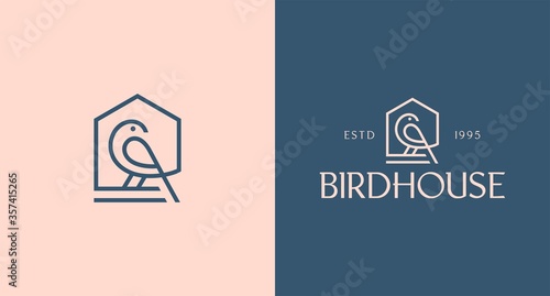 Tableau sur toile birdhouse logo vector