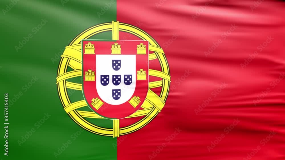 Waving flag. National flag of Portugal. Realistic 3D animation Waving flag. National flag of Portugal. Realistic 3D animation