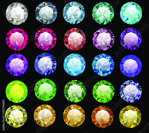 illustration set of precious stones of different colors