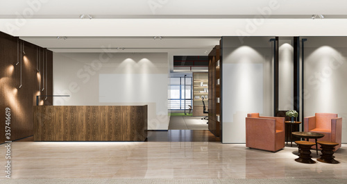 Photo 3d rendering modern luxury hotel and office reception and lounge with meeting ch