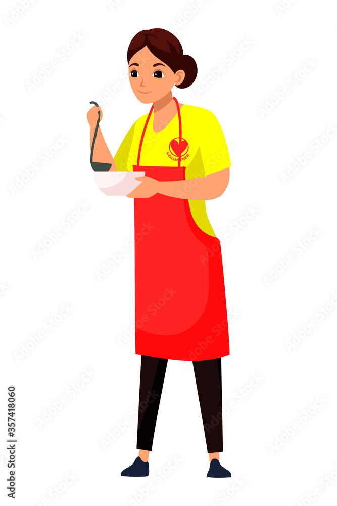 Vector girl volunteer isolated on white background Vector girl volunteer isolated on white background