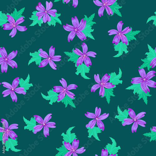 Seamless pretty pattern in small-scale cute mallow flowers. Millefleurs. Floral background for textile  fabric manufacturing  wallpaper  covers  surface  print  gift wrap  scrapbooking  decoupage.