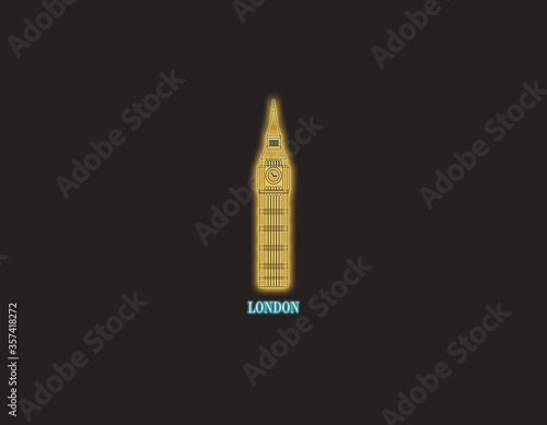 neon london iconic illustration on dark background