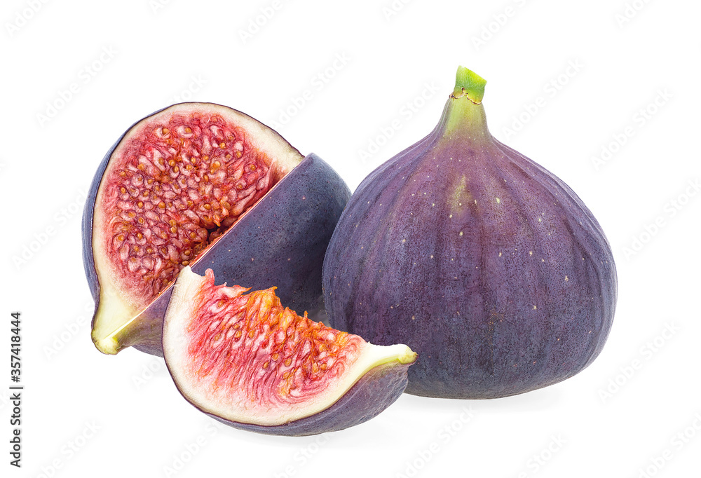 Fresh figs isolated on a white background. Sliced fresh figs on white. Fresh figs isolated on a white background. Sliced fresh figs on white.