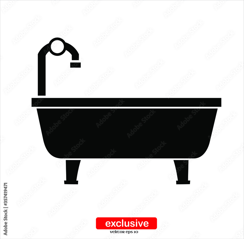 Bathtup Icon.Flat design style vector illustration for graphic and web design. Bathtup Icon.Flat design style vector illustration for graphic and web design.