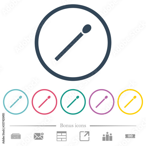 Matchstick flat color icons in round outlines
