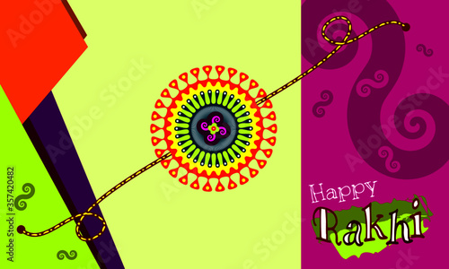 Happy Raksha bandhan Celebration Greetings banner with colorful decorative rakhi on colorful background illustration - Vector
