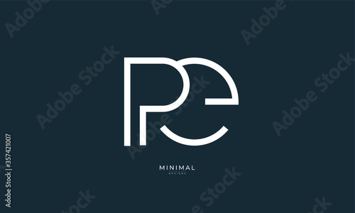 Alphabet letter icon logo PE