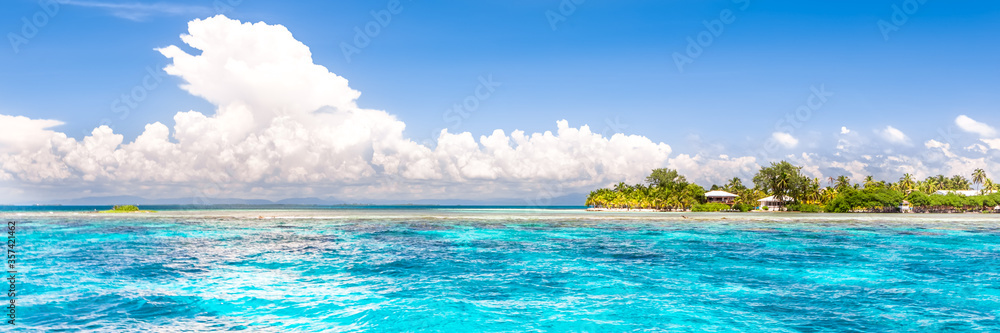 Belize, a tropical paradise in Central America. Web banner panoramic view.