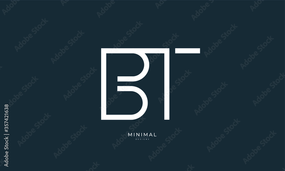 Fototapeta premium Alphabet letter icon logo BT