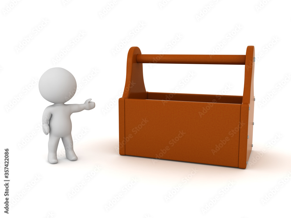 3D Character showing a tool box 3D Character showing a tool box