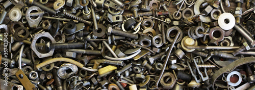 assortment of bolts and screws background