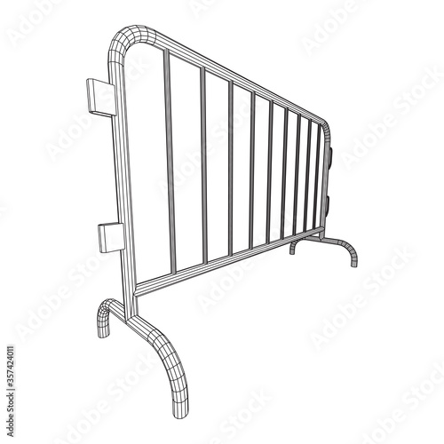 Police riot fence. Wireframe low poly mesh vector illustration.