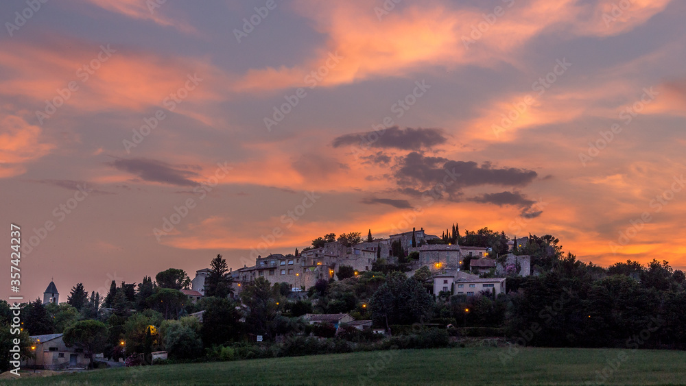 Village of Valaurie in the evening, in Drôme provençale, France