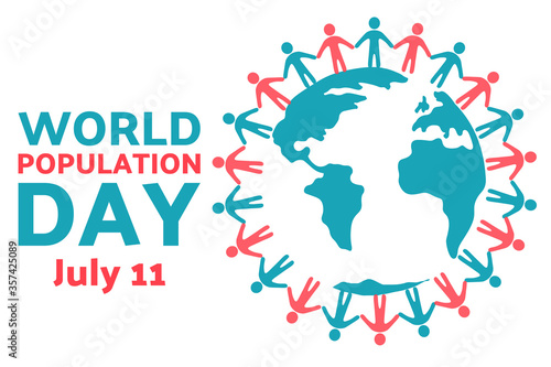 World Population Day. July 11. Holiday concept. Template for background, banner, card, poster with text inscription. Vector EPS10 illustration. .