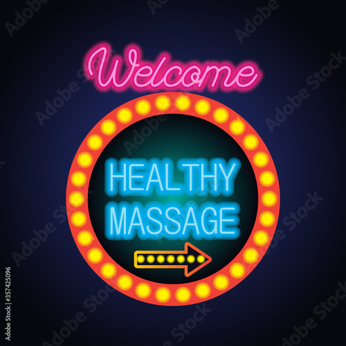 healthy massage in neon sign plank for massage business