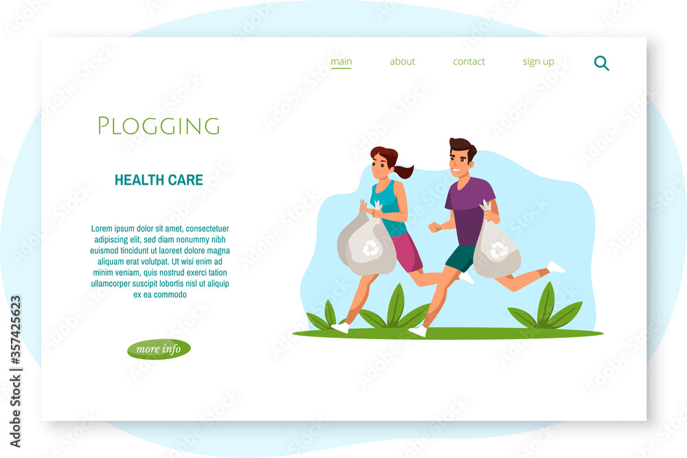 Vector character illustration of plogging concept Vector character illustration of plogging concept