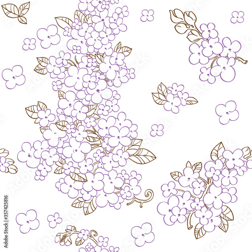 Seamless pattern of purple flowers lilac