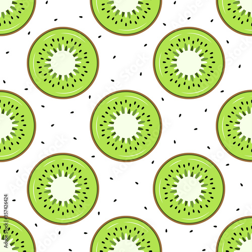 seamless pattern of kiwi isolated on white